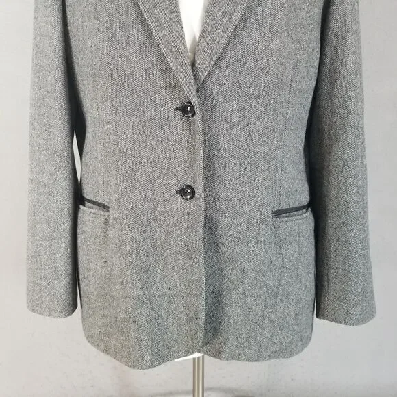 Pendleton Suit womens 18 Gray Herringbone Jacket Pants Luxury Wool vintage - Picture 4 of 16